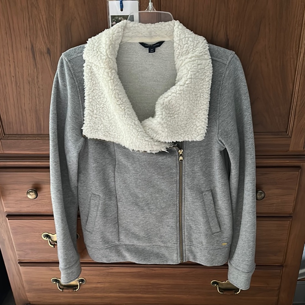 Tommy Hilfiger Gray Jacket Asymmetrical Zip